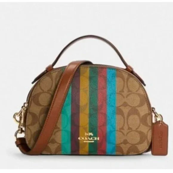 COACH Serena Satchel Crossbody Bag In Signature Canvas With Stripe C5642 - Picture 4 of 12